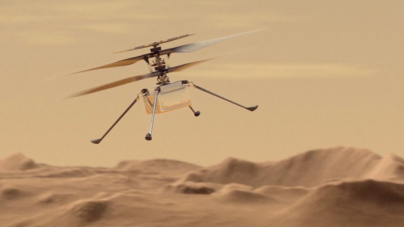 Первый полет вертолета Ingenuity на Марсе